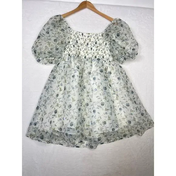 NWT Audrey Parks x Francesca's Asha Valney Floral Babydoll Dress sz S Cottage - Picture 6 of 9
